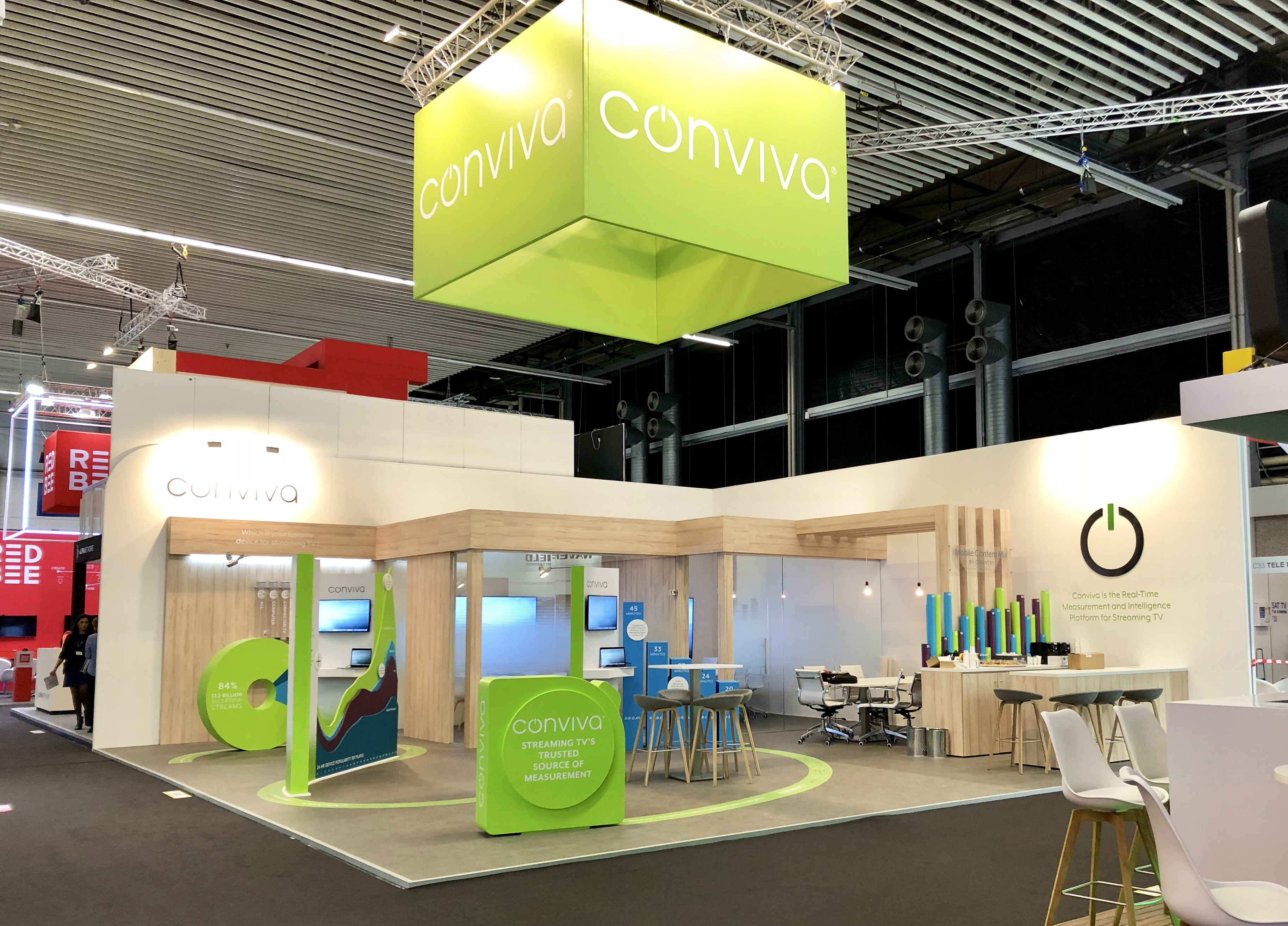 Wide shot of Conviva's Booth at IBC Awards