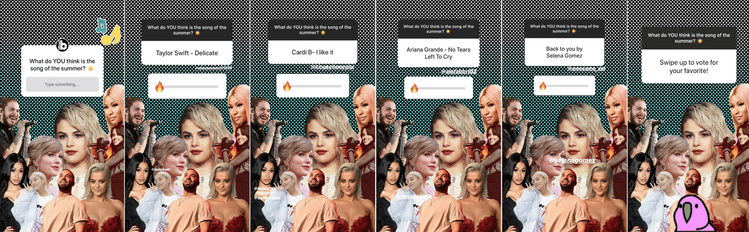 Billboard - Song Of The Summer Question And Polls Ig Story Compiled Shots.