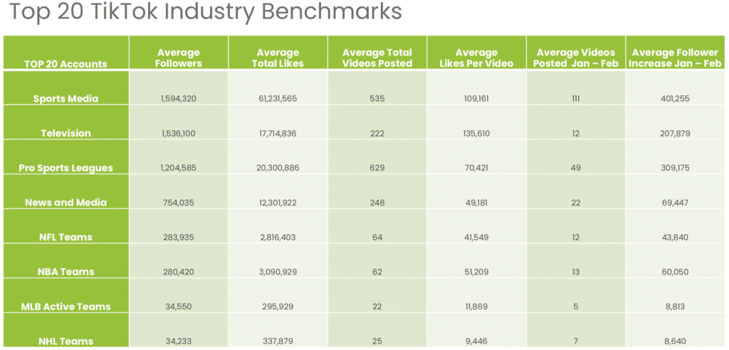 TikTok® Benchmarks Industry Ranking