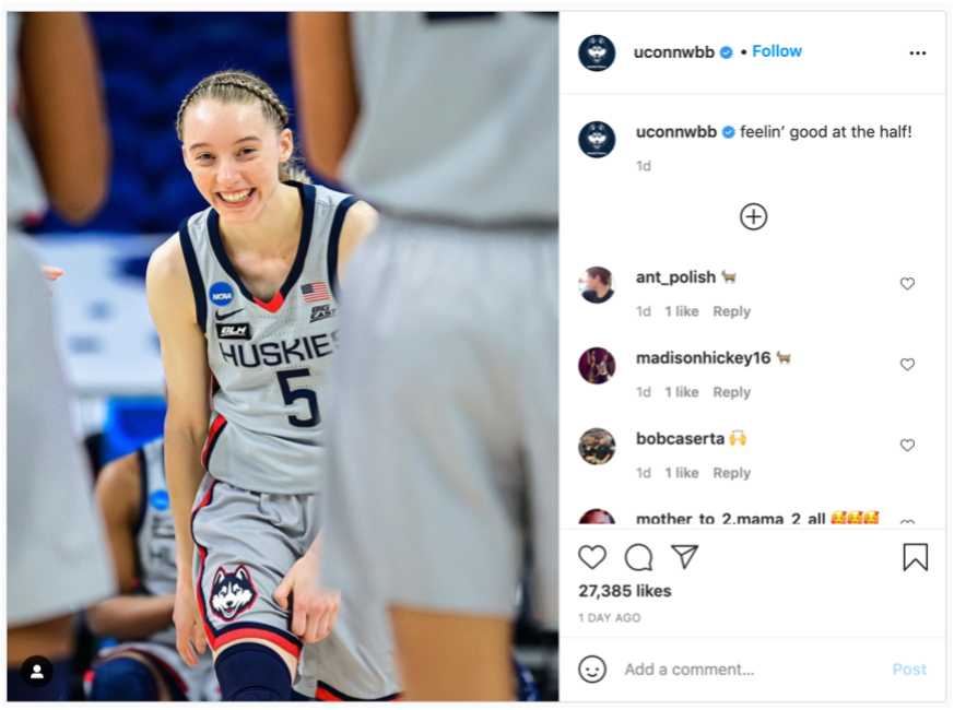 Conviva's Top Post: UConn Instagram Post Featuring Paige Bueckers