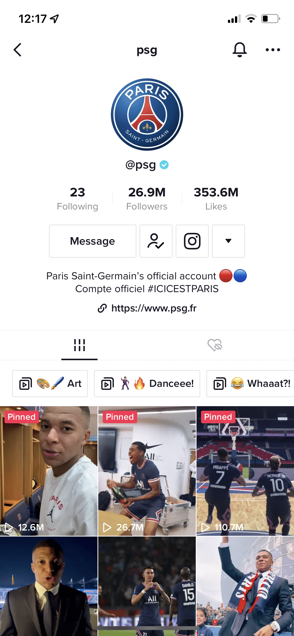 Paris Saint-Germain F.C. tiktok PSG